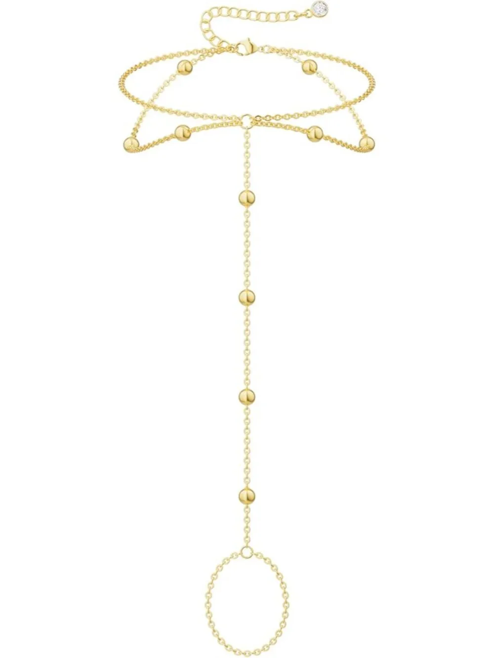 Dainty Anklet for Women - Trendy 14K Gold Plated Ankle Bracelets Adjustable Bead - Picture 8 of 9